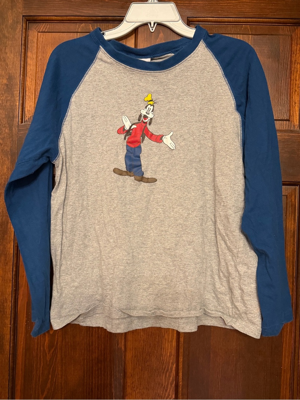 Vintage Disney Shopping Goofy Raglan 3/4 Sleeve T Shirt Adult Size Small Gray